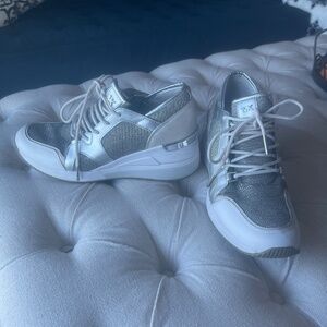 Michael Kors Silver Glittery Wedge Sneakers Barely used 7.5 US Super Comfy